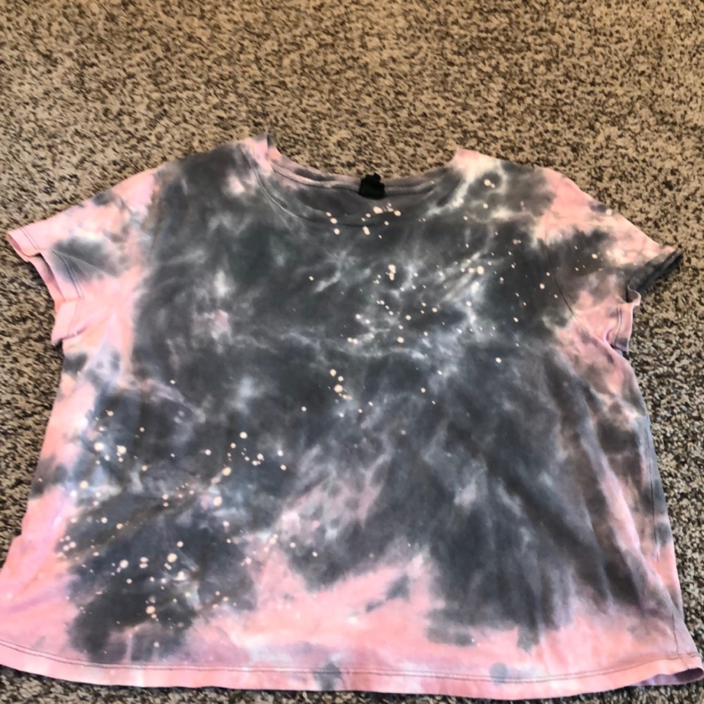 pink and black tie die tee